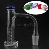 DHL Full Weld Contral Tower Smoking Quartz Banger Nails Beveled Edge 16mm OD with Diamond Glass Carb Cap Terp Pill Set for Glass Water Dab Rigs Pipes Bongs