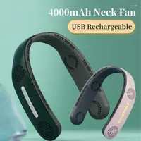 4000mAh Portable Mini Neck Fan Bladeless USB Rechargeable Leafless Hanging Fans Air Cooler Cooling Wearable Neckband