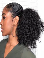 Afro Culry Ponytail Curly Curly Buns رخيصة الشعر مقطع الشعر الاصطناعي في كعكة للنساء السوداء 7000910