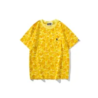 Bape Mens Fashion Brand T Shirt Men Womens Ape Man Head Yellow Print Tees High Street Clothing Size M-2XL