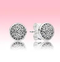 CZ diamond pave Stud Earring Women Mens 925 Silver Fashion Jewelry with Original box for Pandora summer Earrings sets5109234
