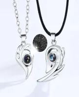 Pendant Necklaces 2pcs Magnetic Heart Couple 100 Languages I Love You Projection Necklace For Women Men Fashion Jewelry3294713