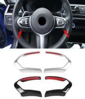 2 pezzi ABS crom crom in fibra di carbonio ruota del volante del volante telaio rivestimento per bmw f20 f22 f30 f32 f10 f06 f15 f16 msport1510478