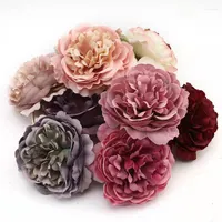 Decorative Flowers 3 5pcs 8cm Large Peony Artificial Silk Flower Head For Wedding Party Decoration Diy Scrapbooking Christmas Items Fake