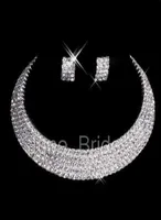 Klassisk designer Sexig mengjorda diamantörhängen Halsband Party Prom Formal Wedding Jewelry Set Bridal Accessories In Stock1120494