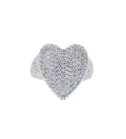Drop Ship Bling Full Cubic Zirkon Silver Color Ring Iced Out Micro Pave 5A CZ Heart Lovely Hip Hop Punk Rap Women Jewelry3283288