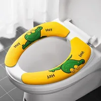 Toilet Seat Covers Cartoon Pad Adsorption WC Washable Adhesive Sticker PortableToilet Cover Summer BathroomHousehold