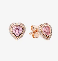 Fashion Rose gold plated Love heart Stud Earring Sparkling Wedding Gift with Original box for Pandora Real 925 Silver Earrings3174859