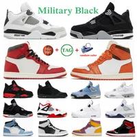 Jumpman 4 Black Cat 4S Mens Basketball Shoes University Blue Red Thunder Pure Money Shimmer gefokt Witte cement sport mannen dames sneakers grote maat 13