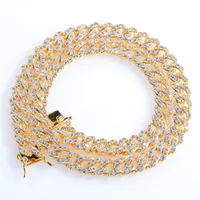 Tennis Miami CZ Cuban Link Chain Necklaces Bracelet 8mm Full Bling Iced Out Crystal Fashion Jewelry Men Women Couple Necklace Gift222F