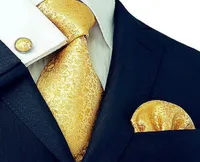Мода роскошные мужчины 8 см 100 шелковая шейная галстук застежка застежка платка заполотки заполотки подарочный пакет набор для свадебной галстуки Set5228127