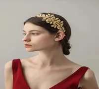 2021 Grecka bogini włosów winorośl Tiara Bridal Olive Crown Baroque Headband Gold Leaf Branch Headpiece Fairy Wedding Jewelry Accessorie6655912