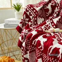 Blanket Nordic Christmas Throw Knitted Striped Tree Office Nap Leisure for Beds Sofa Cover Years Tapestry