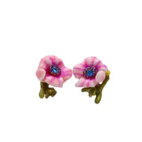 Stud Earrings Cute For Girls Design Copper Enamel Flowers Women's Jewelry Online Shopping India