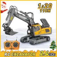 Elbil RC grävmaskin Bulldozer 11ch Construction Truck Engineering Vehicles Education Toys Christmas For Kids With Light Music