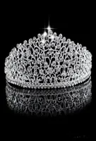 Sparkling Silver Big Wedding Diamante Pageant Tiaras Banda de cabelo Crowns de Crystal Bridal para noivas Capacitadas de j￳ias do concurso de baile de formatura4720558