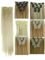 Clipe de 6pcsset em extensões de cabelo pedaços de cabelo sintéticos retos 24 polegadas de 140g de clipe em extensões de cabelo mais cores5031427