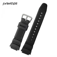 Jawoder Watchband 25mm Black Silicone Rubber Watch Band Strap for Casio AE-1000W AQ-S810W SGW-400H SGW-300H Sports Watch Strap245B