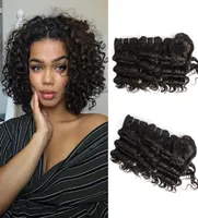 Black Human Hair bundles 3pcsSet For Full Head 810 Inch Brazilian Deep Curly 166gSet7578591