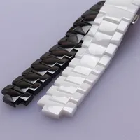 Convex ends Watchbands black white ceramic fit ar 1421 1426 wristwatch straps 22mm lug 11mm fashion mens accessories 19mm lug 10mm313f