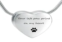 LHP197 Custom Engrave Stainless Steel Heart Urn Necklaces Pet Dog Paw Print Cremation Necklace Memorial Pendant Ashes2474907
