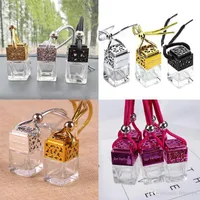 8ML Car Perfume Bottle Hollow Hanging Perfume Ornament Air Freshener For Essential Oils Diffuser Fragrance Empty Glass Bottle dc776