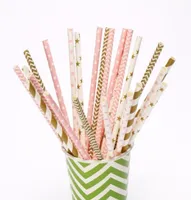 100 pieceslot Pink Gold Paper Straws For Wedding Table Decor Cake Lollipop Sticks5788483