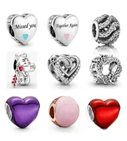 Memnon Jewelry 925 Sterling Silver Charm People Open Heart Lose Flowers Charms Sparkling Entwined Heart Metallic Bead Fit Bracele4566828