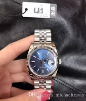 U1ファクトリーST9クラスプ36mmユニセックスの男性女性は自動メカニカルサファイアダイヤモンドジュビリーステンレススチールレディウォッチ男性女性の腕時計を時計