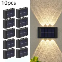 Garden Decorations 6 LED Solar Wall Lamp Outdoor Waterproof Up and Down Luminous Lighting Decoration Lights Stairs Fence Sunlight 221202