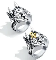 Хип -хоп anubis wolf head кольцо для мужчин роскошное дизайнер золотой серебро ankh Древнее Египет Кольца винтаж из нержавеющей стали Punk COO6396647