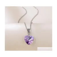 Pendant Necklaces Fashion Jewelry Crystal Heart Pedant Necklace Lady Stainless Choker Chain Necklaces Drop Delivery Pendants Dhwgh