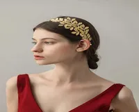 2021 Grecka bogini włosów winorośl Tiara Bridal Olive Crown Baroque Headband Gold Leaf Branch Headpiece Fairy Wedding Jewelry Accessorie8696748
