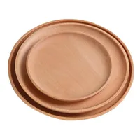 Dishes Plates High Quality Wood Plates Wooden Tableware Dinner Plate Food Fruit Dessert Round Handmade Sushi Dish Tea Trays 5 Size Dhxsy