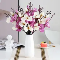 Decorative Flowers Artificial Gladiolus 5Forks 20heads Magnolia Silk Bouquet DIY Home Garden Wedding Decoration Scene Layout