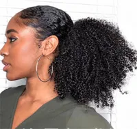 Afro Culry Ponytail Kinky Curly Buns Billiges Haar Chignon Haarst￼ck Synthetischer Clip in Br￶tchen f￼r schwarze Frauen9202398