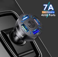 Carregador de carro Multi USB com 48W Quick 7A Mini Fast Charging QC30 4 Portas para iPhone 12 Xiaomi Huawei Adaptador de telefone celular Android1591613