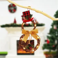 Kerstdecoraties Led krans gloeiende decoratie hanger lichte homer decor voor muurboom hangende slinger drop ornamenten