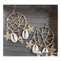Dangle Chandelier Fashion Jewelry Womens Vintage Earrings Dreamcatcher Beads Shell Starfish Conch Dangle Drop Delivery Dhofi