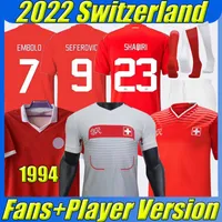 2022 Camisas de futebol da equipe nacional de futebol da Suíça 22/23 Akanji Shaqiri Embolo Seferovic Zakaria Elvedi Freuler Vargas Retro 1994 1995 Kit de crianças