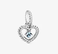 100 925 Sterling Silver Aqua Blue Beaded Heart Dangle Charms Fit Original European Charm Bracelet Fashion Women Jewelry Accessori7587900