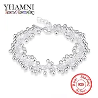 YHAMNI Luxury Real 925 Sterling Silver Jewelry Fashion Bracelets for Women Classic Charm Bracelet S925 Stamped H017249g