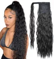 Long Corn Curly braid Ponytail Synthetic Hair Pieces magic pastes and clipin False Ribbon Drawstring wavy Clip on Hair Extensions8731722