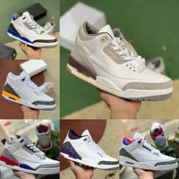 Jumpman Racer Blue 3 3S 농구화 Mens Dark Iirs Cool Grey A Ma Maniere Un Fragment Knicks Free Throw Line Denim Red Black Cement Pure White Trainer Sneakers S02