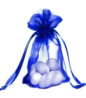 100pcs Blue Organza Sac d'emballage Sacches de bijoux de bijoux Sac de fête de Noël 13 x 18 cm 5 x 7 pouces8852019