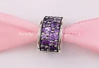 Andy Jewel 925 Mercadas de prata esterlina Funcy Purple Shining Spacer Clip Fit Fit Style Style Brand Bracelets Colares ALE 5457522