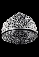Sparkling Silver Big Wedding Diamante Pageant Tiaras Banda de cabelo Crowns de Crystal Crystal para noiva Jóias de cabelo Jóias Capacete1384907