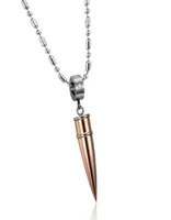 2020 zex231 new European and American fashion jewelry with diamond bullet titanium steel necklace rose gold silver Black9985764