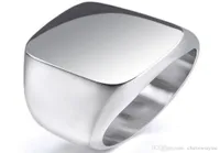 New Vintage Mens Boys Sterling Silver Color Stainless Steel 316L Polished Biker Signet Solid ring Men039s Jewelry1494570