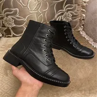 Top Design Winter Boots Channel Fashion Women Vintage Decorative Leather Cotton Cloth Wool Warm Keeping High Heel Thick Sole Snow Flat Socks Shoes 07-06